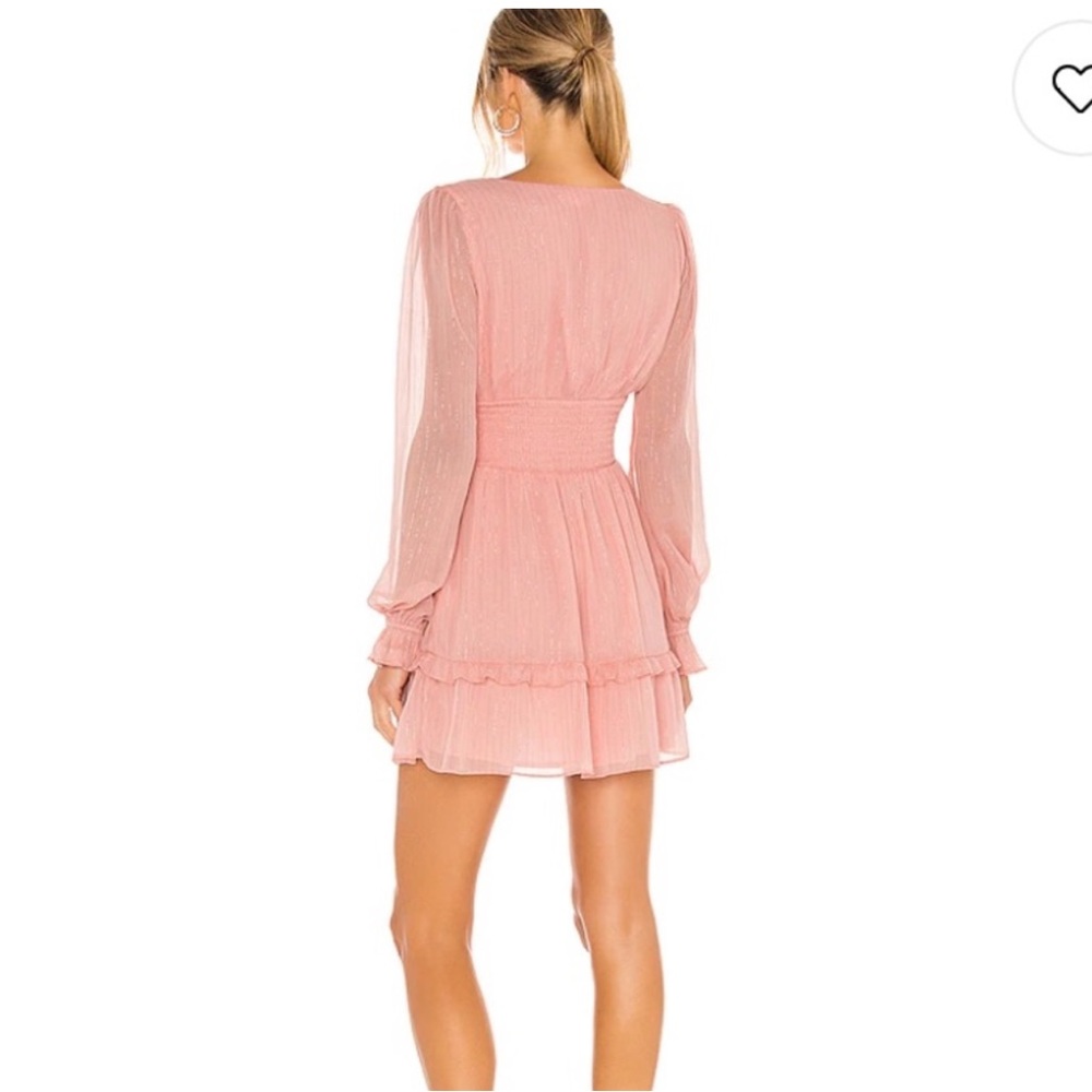 Lovers + Friends Blush Pink Deep V Tiered Mini Dress - Picture 2 of 9